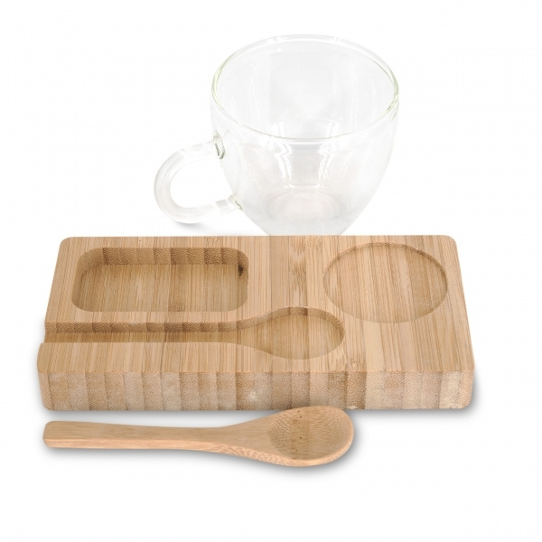 Logotrade promotional giveaway image of: Tray with cup and spoon FORMOSA 150 ml