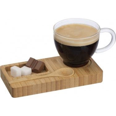 Logo trade promotional gifts picture of: Tray with cup and spoon FORMOSA 150 ml