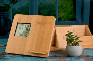 Logo trade promotional merchandise image of: Bamboo weather station GRANADA