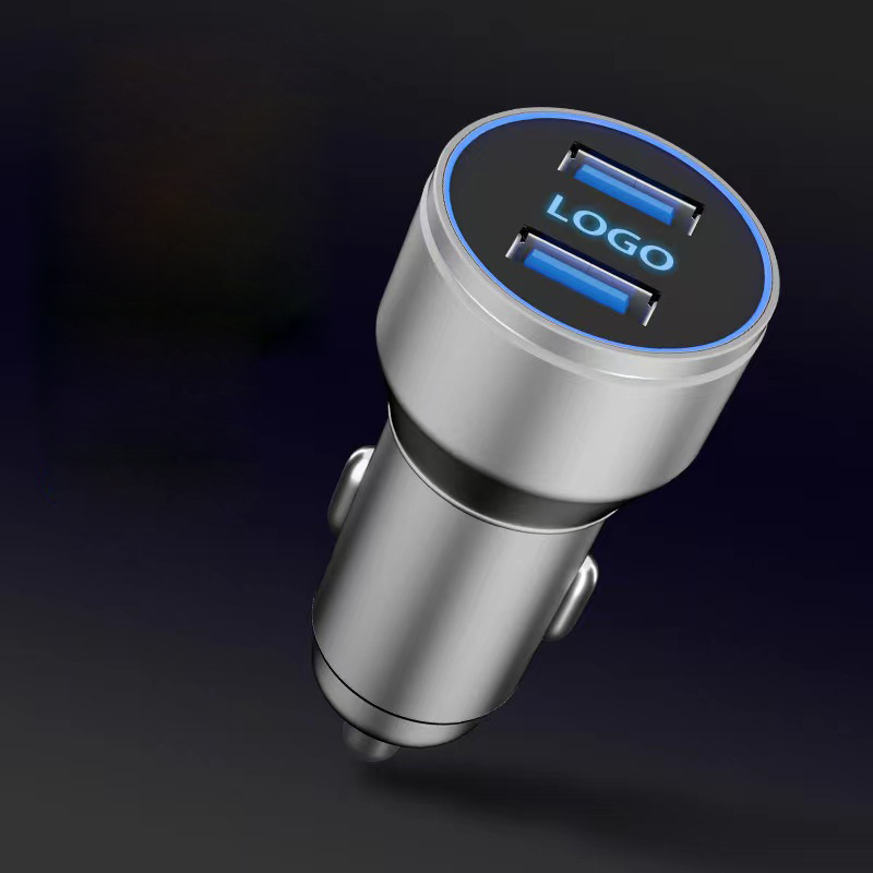 Logo trade advertising product photo of: Car charger with enlighted logo for engraving