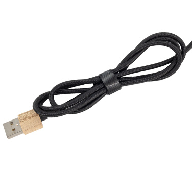 Logotrade promotional merchandise picture of: 3-in-1 cable with elighted logo in a wooden casing, LH-ZMU06