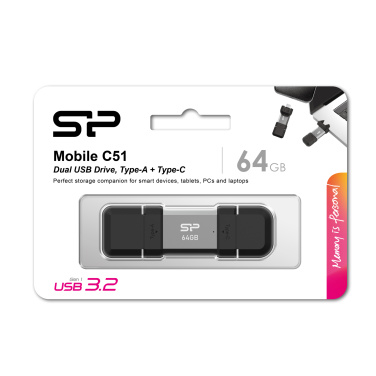 Logo trade corporate gifts picture of: Pendrive Silicon Power Mobile - C51 3.2, 64GB