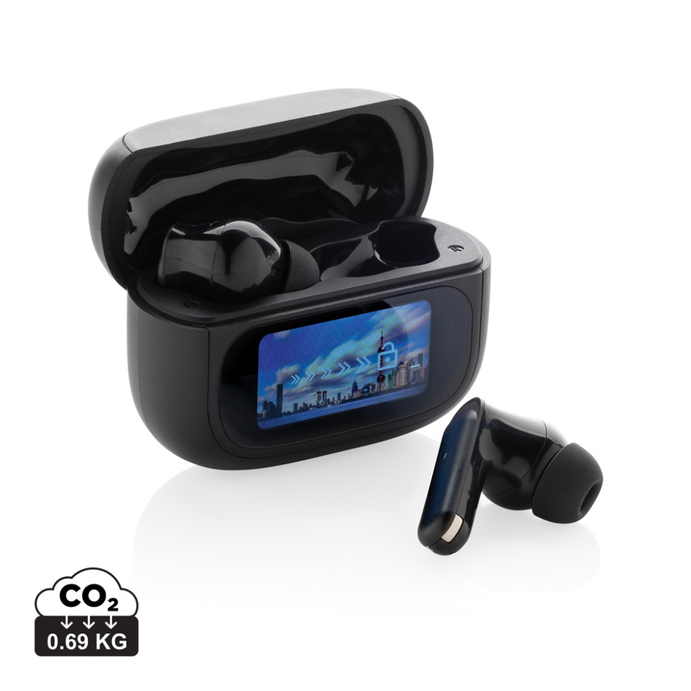 Logo trade corporate gifts image of: Airtune RCS recycled plastic ANC earbuds with touch screen