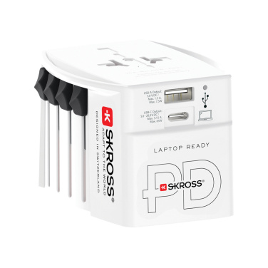 Logo trade promotional items image of: SKROSS World Travel Adapter MUV 65W PD with USB C Cable