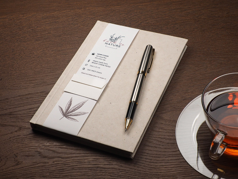 Logo trade business gift photo of: Recycled Hemp Notebook 209734300