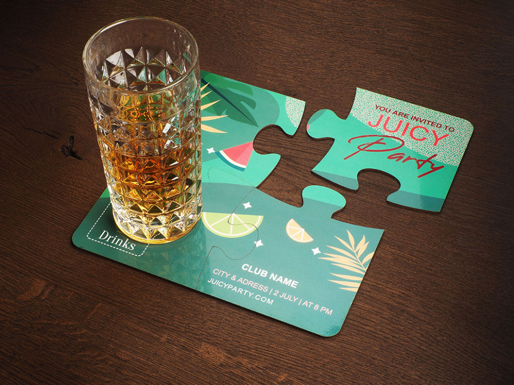 Logotrade advertising products photo of: Set of 4 PUZZLE glass coasters 1835117