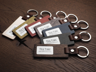 Logo trade business gifts image of: Wooden keyring 1853121