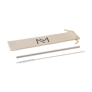 Logo trade promotional items image of: Reusable 1 piece ECO Straw Set stainless-steel straw