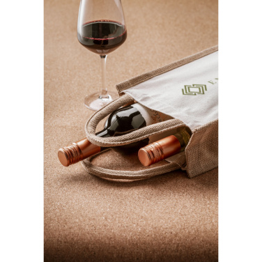 Logo trade promotional giveaway photo of: Jute Canvas Double Wine Bag