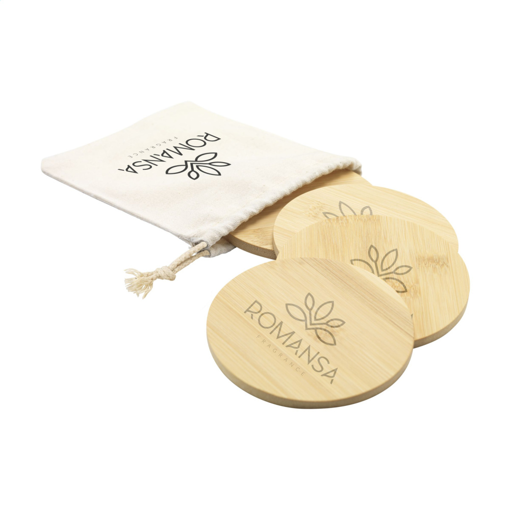 Logo trade advertising products image of: Bamboo Coaster Set