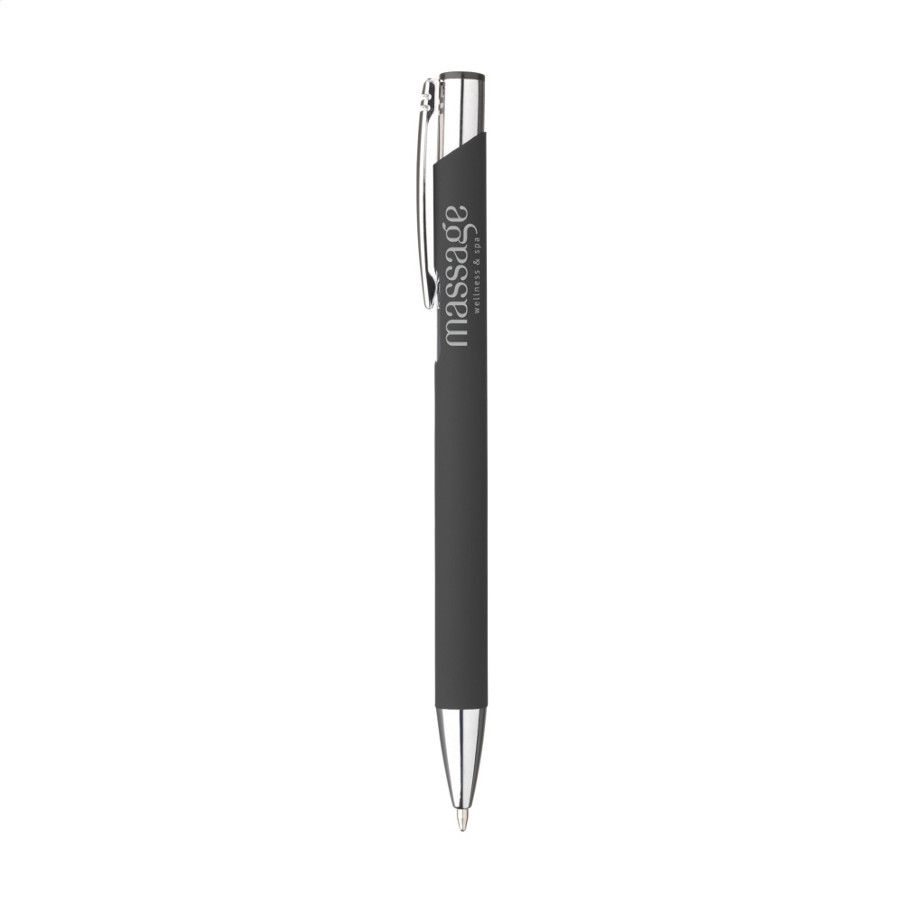 Logo trade advertising products image of: Ebony Soft Touch pen