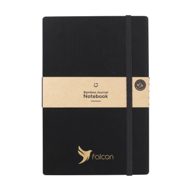 Logo trade promotional giveaways image of: Bamboo Journal Naked Spine Paper Notebook Black A5