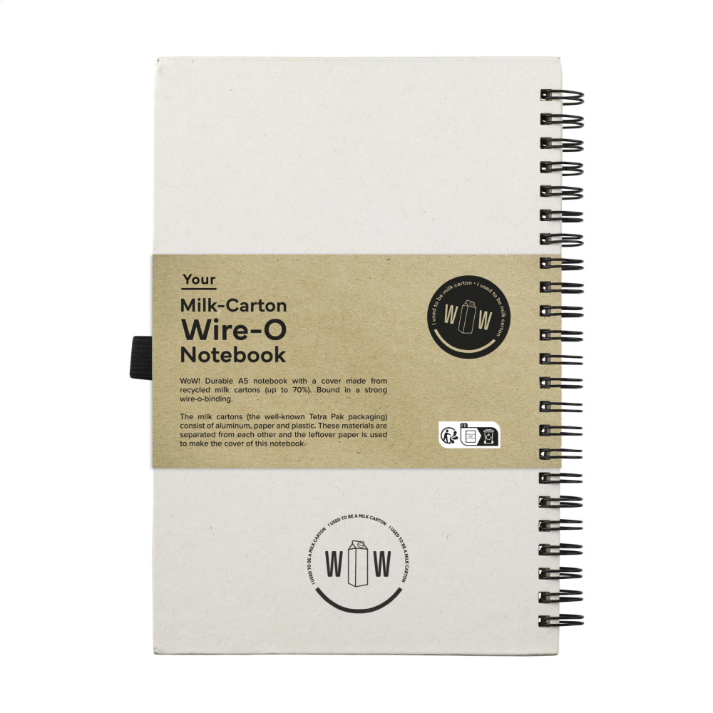 Logo trade advertising products image of: Milk-Carton Wire-O Paper Notebook A5