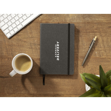 Logo trade promotional giveaways image of: Montana Recycled Leather Paper Notebook A5