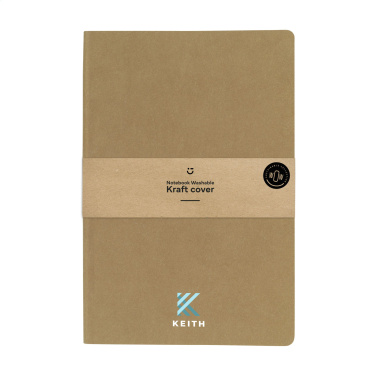 Logo trade corporate gifts image of: Paper Notebook GRS Washable Kraft Cover A5