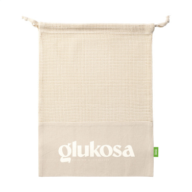 Logotrade promotional item image of: Natura Organic GOTS Mesh Bag (120 g/m²) fruit bag