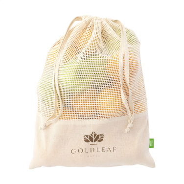 Logo trade promotional item photo of: Natura Organic GOTS Mesh Bag (120 g/m²) fruit bag