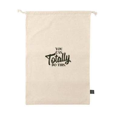 Logo trade promotional product photo of: Gift Pouch Natural GRS Recycled Cotton (150 g/m²) L