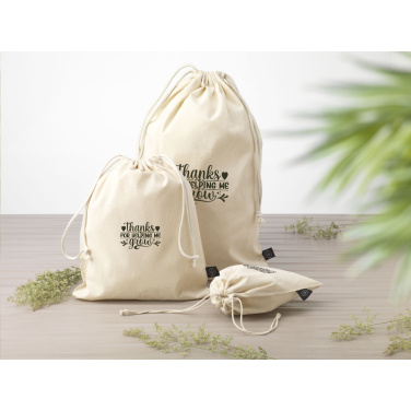 Logotrade corporate gift picture of: Gift Pouch Natural GRS Recycled Cotton (150 g/m²) S