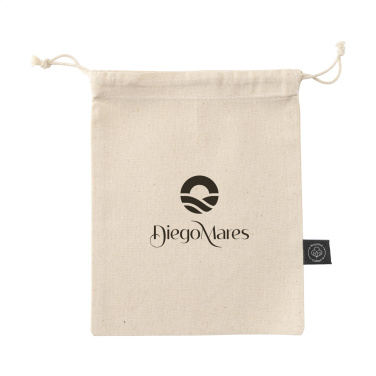 Logo trade promotional gift photo of: Gift Pouch Natural GRS Recycled Cotton (150 g/m²) S