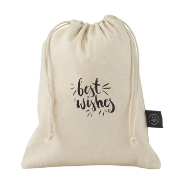 Logo trade business gift photo of: Gift Pouch Natural GRS Recycled Cotton (150 g/m²) S