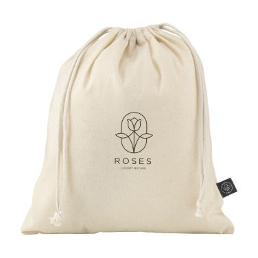 Logo trade corporate gifts picture of: Gift Pouch Natural GRS Recycled Cotton (150 g/m²) M