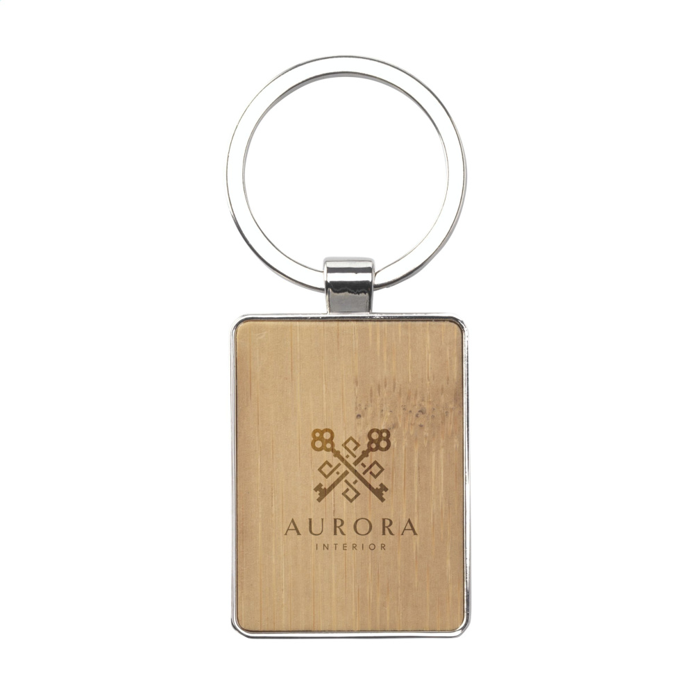 Logotrade promotional products photo of: Bamboo Key Rectangle keyring