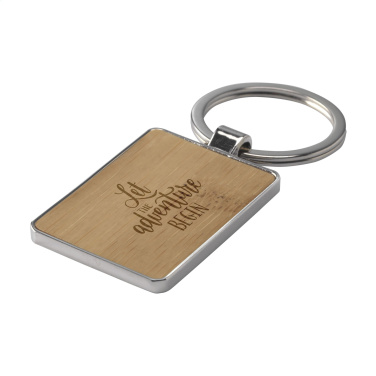 Logotrade promotional product picture of: Bamboo Key Rectangle keyring