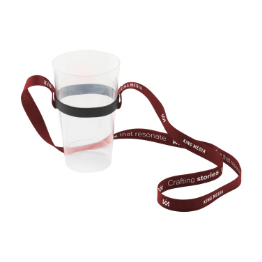 Logo trade promotional merchandise picture of: Lanyard Sublimation RPET 1.5 cm with Cup holder