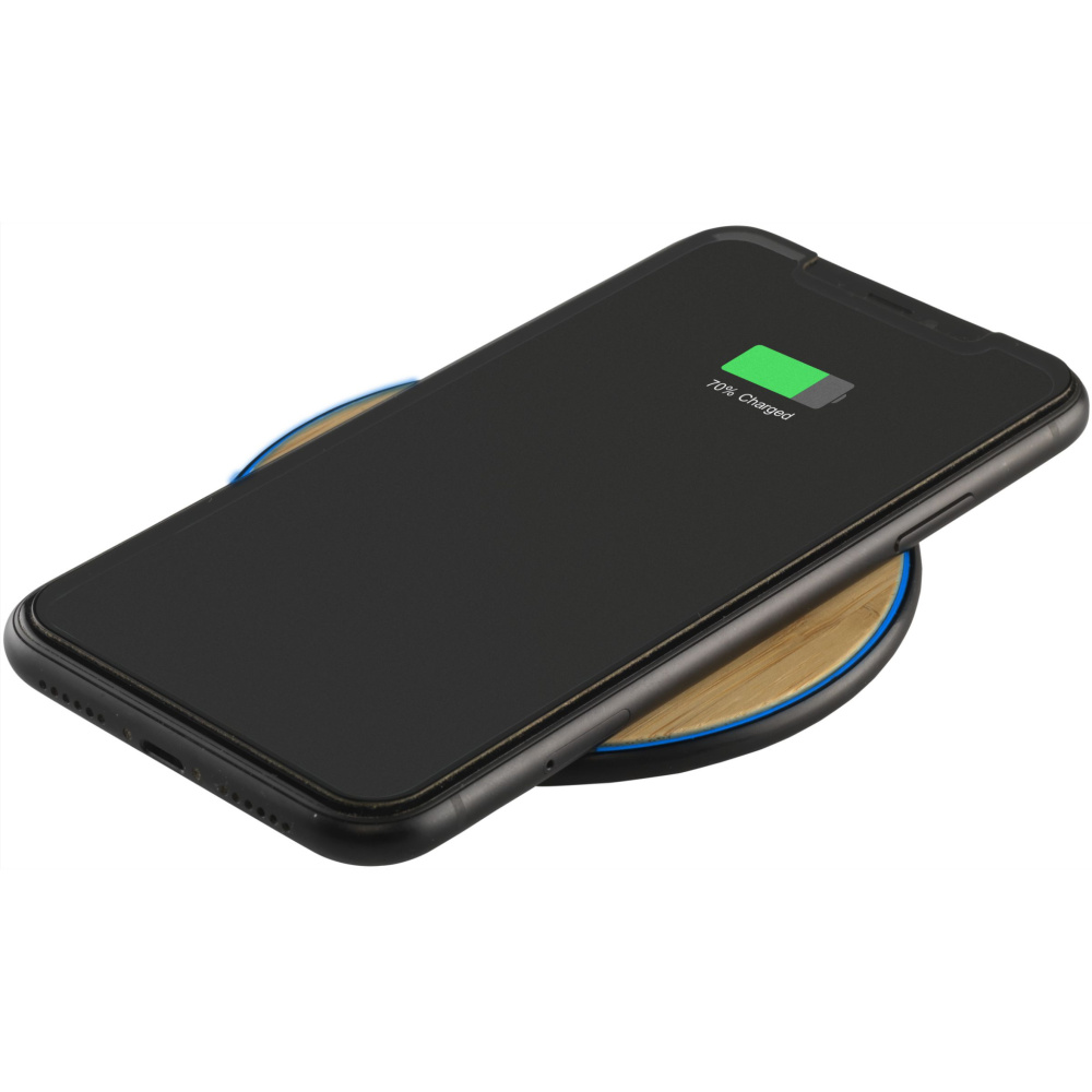 Logo trade promotional items image of: Bamboo 10W Wireless Charger wireless fast charger