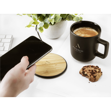 Logo trade promotional items image of: Bamboo 10W Wireless Charger wireless fast charger