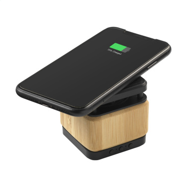 Logotrade corporate gift picture of: Bamboo Block Speaker with wireless charger