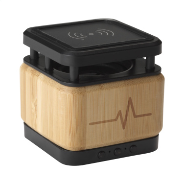 Logo trade promotional items picture of: Bamboo Block Speaker with wireless charger