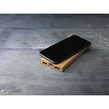 Logo trade corporate gifts picture of: Bamboo 8000 Wireless Powerbank wireless charger