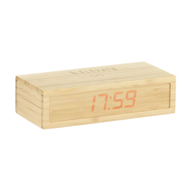 Logotrade promotional merchandise image of: Bamboo Alarm Clock with Wireless Charger