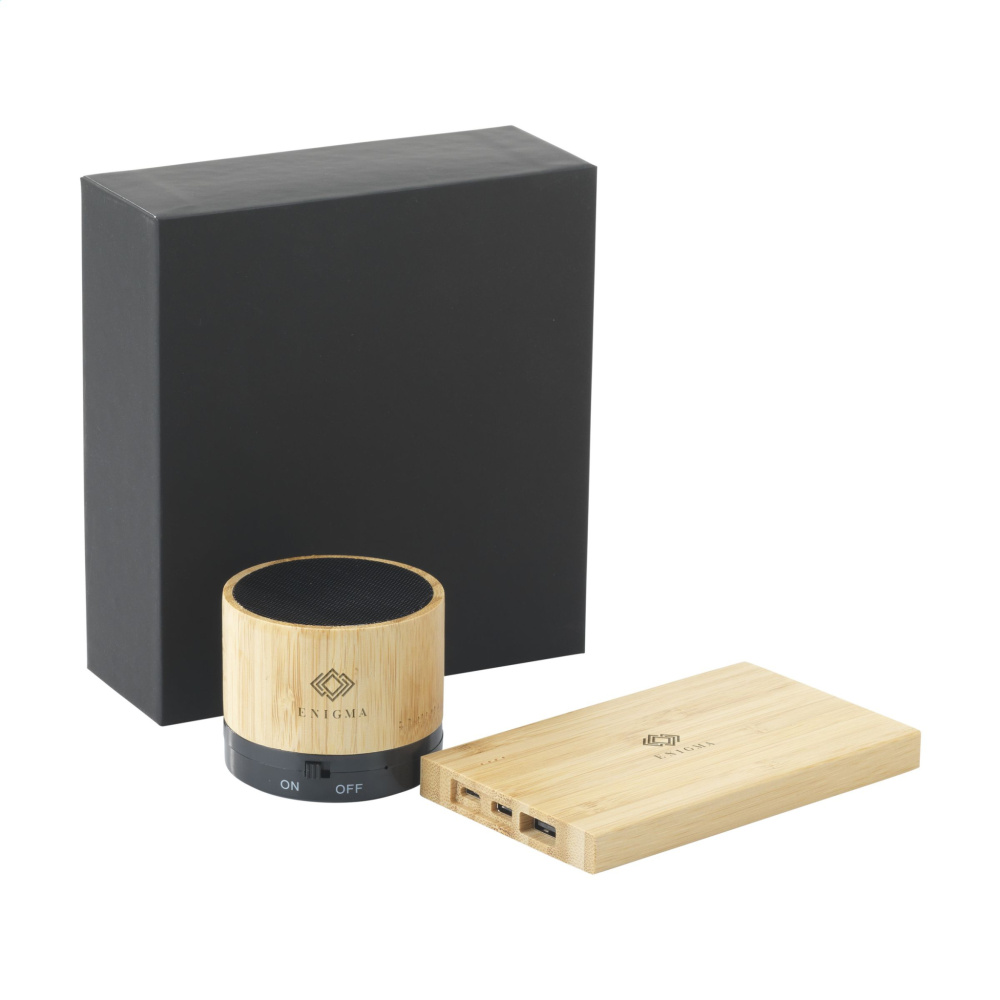 Logo trade corporate gifts picture of: PowerBox Bamboo gift set