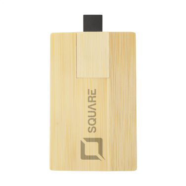 Logo trade business gifts image of: CreditCard USB Bamboo 64 GB