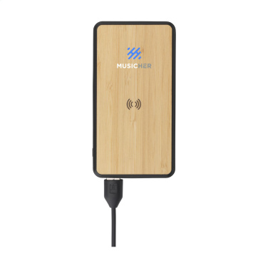 Logo trade promotional merchandise photo of: Boru Bamboo RCS Recycled ABS Powerbank Wireless Charger