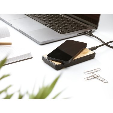 Logo trade corporate gifts picture of: Boru Bamboo RCS Recycled ABS Powerbank Wireless Charger