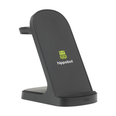 Logo trade promotional merchandise photo of: Triple-Up RCS Recycled ABS Wireless Charger Stand