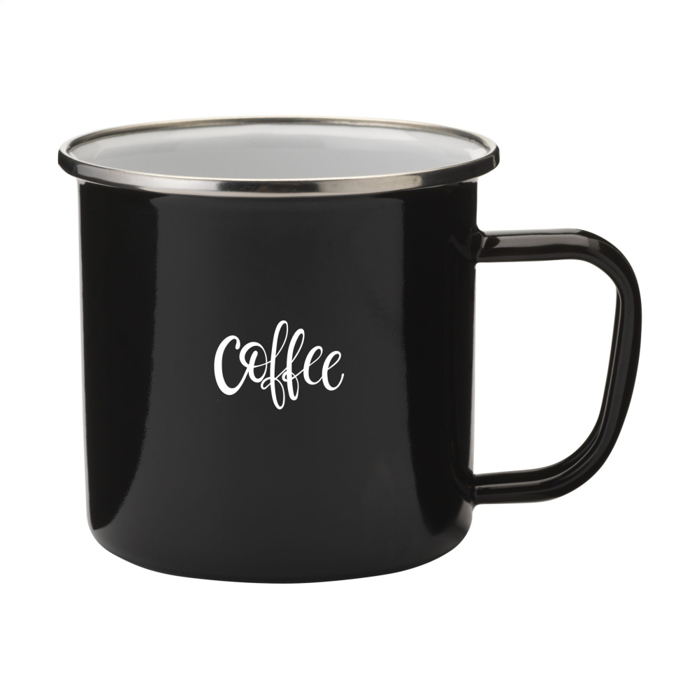 Logo trade promotional gifts image of: Retro Silver Enamel Mug 350 ml