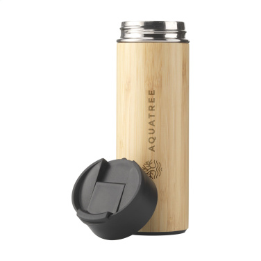 Logo trade business gifts image of: Sakura 360 ml bamboo thermo bottle/thermo cup