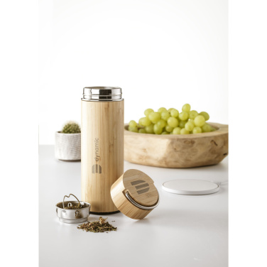 Logo trade promotional giveaways image of: Nikko 330 ml bamboo thermo bottle/thermo cup