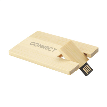 Logo trade business gifts image of: CreditCard USB Bamboo 32 GB