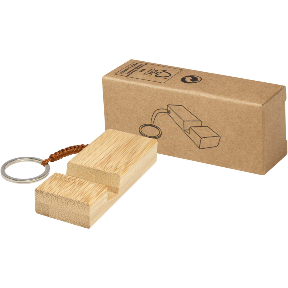 Logo trade promotional items picture of: Bosona bamboo phone holder with keychain