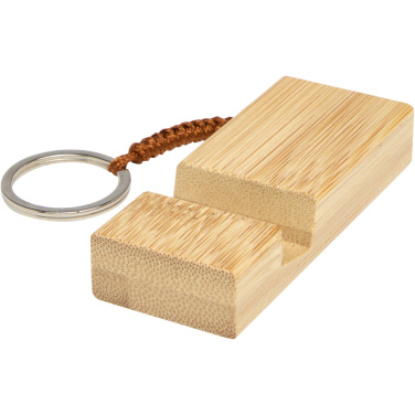 Logo trade promotional giveaway photo of: Bosona bamboo phone holder with keychain