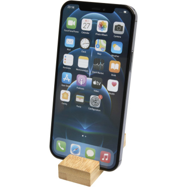 Logo trade corporate gifts image of: Bosona bamboo phone holder with keychain