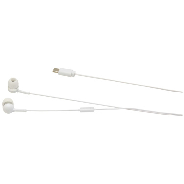 Logo trade promotional items image of: Baekdu wired Type-C headset with recycled plastic storage box