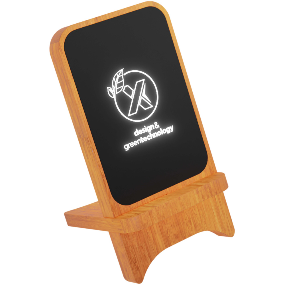 Logotrade promotional item picture of: SCX.design W16 10W light-up wireless wooden stand