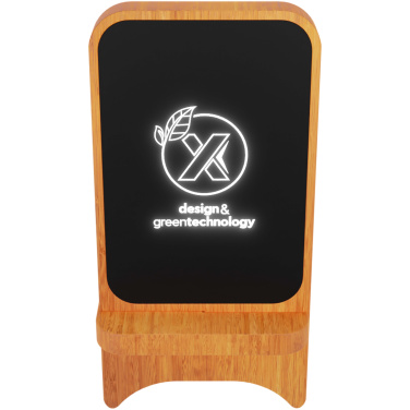 Logo trade promotional merchandise image of: SCX.design W16 10W light-up wireless wooden stand